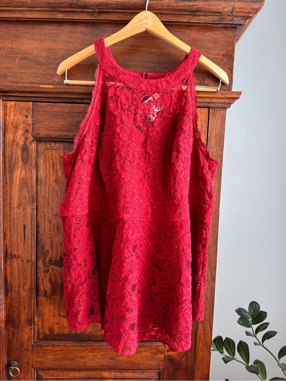 Torrid red all over lace high neck peplum top new with tags 3X - Picture 5 of 11